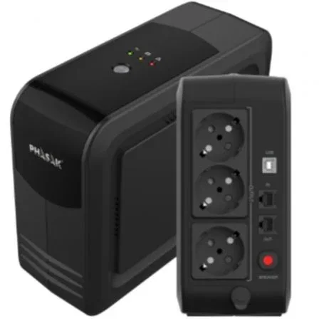 Phasak PH 9497 SAI Línea Interactiva Smart Lite 750 VA/450W, Torre, 3 Salidas, Protección RJ45/USB, Compatible PC Gaming APFC Phasak PH 9497 SAI Línea Interactiva Smart Lite 750 VA/450W, Torre, 3 Salidas, Protección RJ45/USB, Compatible PC Gaming APFC